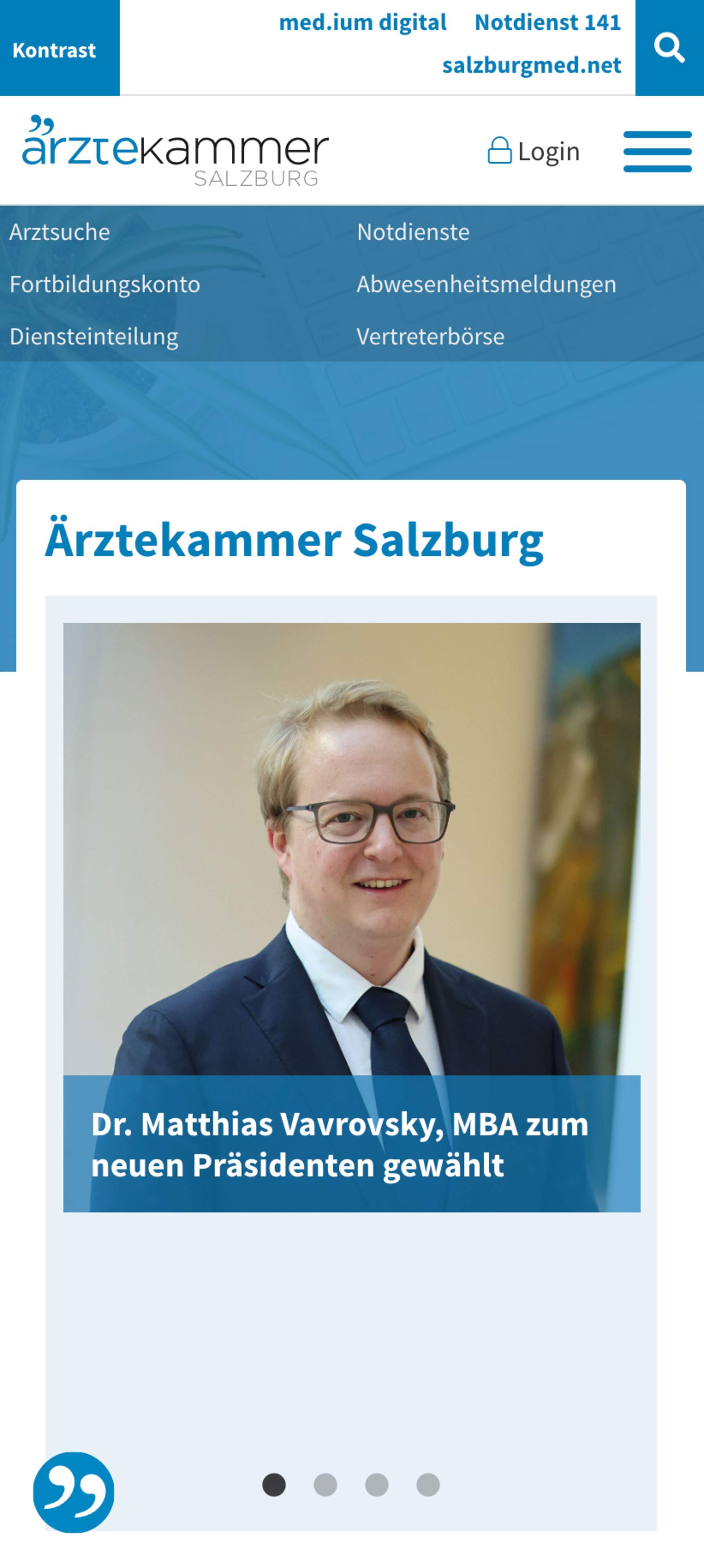 Ärztekammer für Salzburg / TYOP3 Website / responsive Website